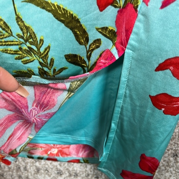 Guess Katalina Ruched Knee Length Pencil Skirt Floral Silky Summer Vacation Slim - Picture 6 of 10